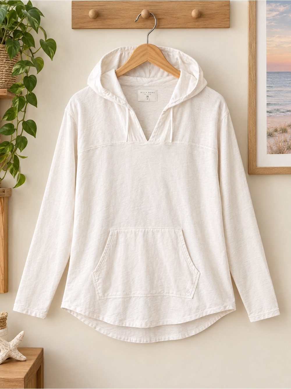 Lou Grey White V-Neck Hooded Pullover